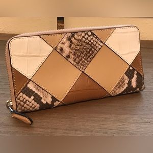 Coach Color Block Python Zip Around Wallet